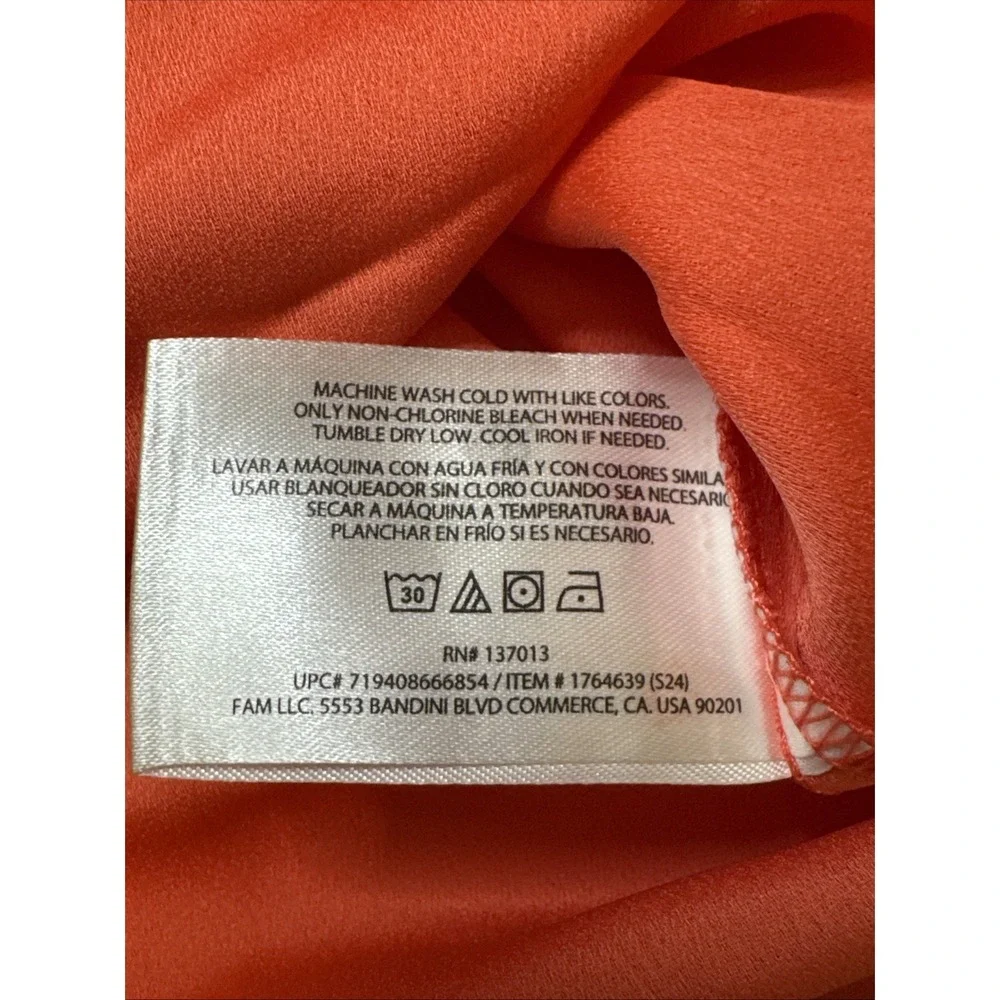 Blouse V-Neck Cap Sleeve Coral Orange S Banana Republic‎ Crepe Top 1764639